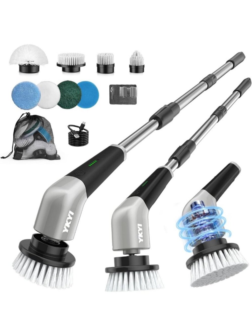 Cordless Electric Spin Scrubber - Powerful Cleaning Brush with Long Handle